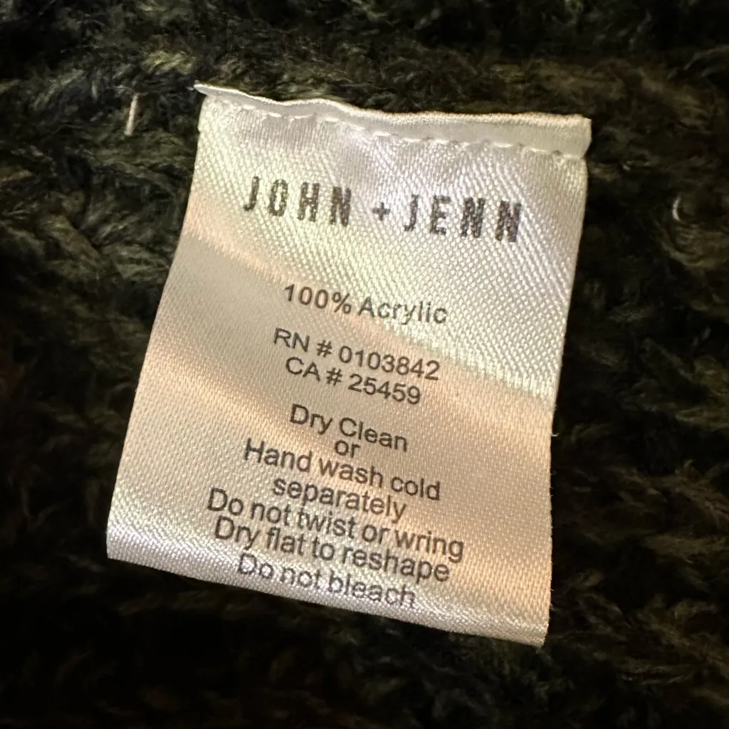 John + Jenn Chunky Knit Forest Green Open Front Cardigan Sweater - Image 5