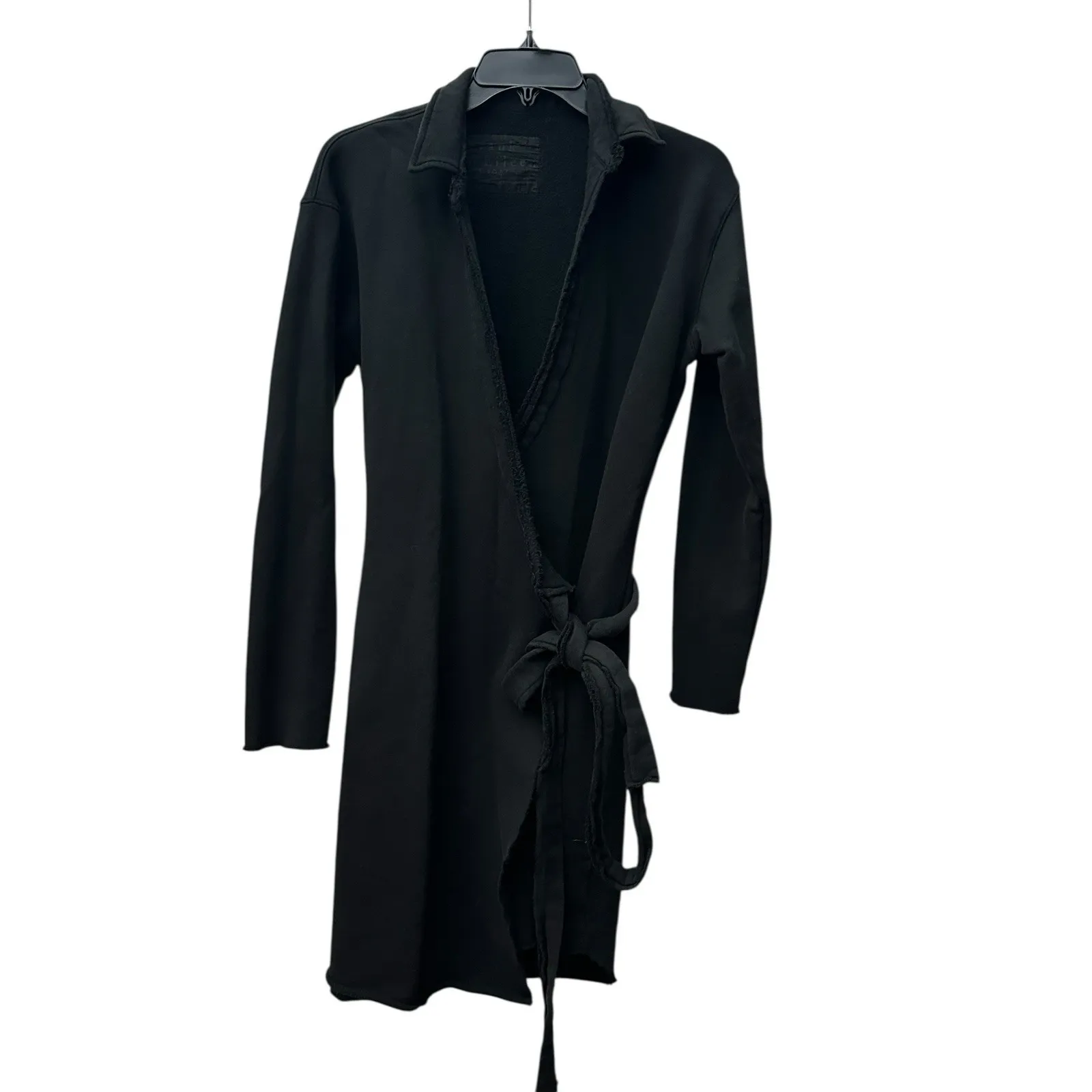 Frank & Eileen Willa Wrap Dress Womens Medium Triple Fleece Black Old Money - Image 3