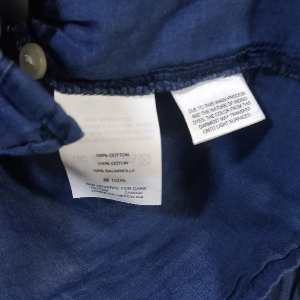 J Crew Blue Indigo Voile Button Front Cinch Waist Shirt Blouse Size 8 - Image 6