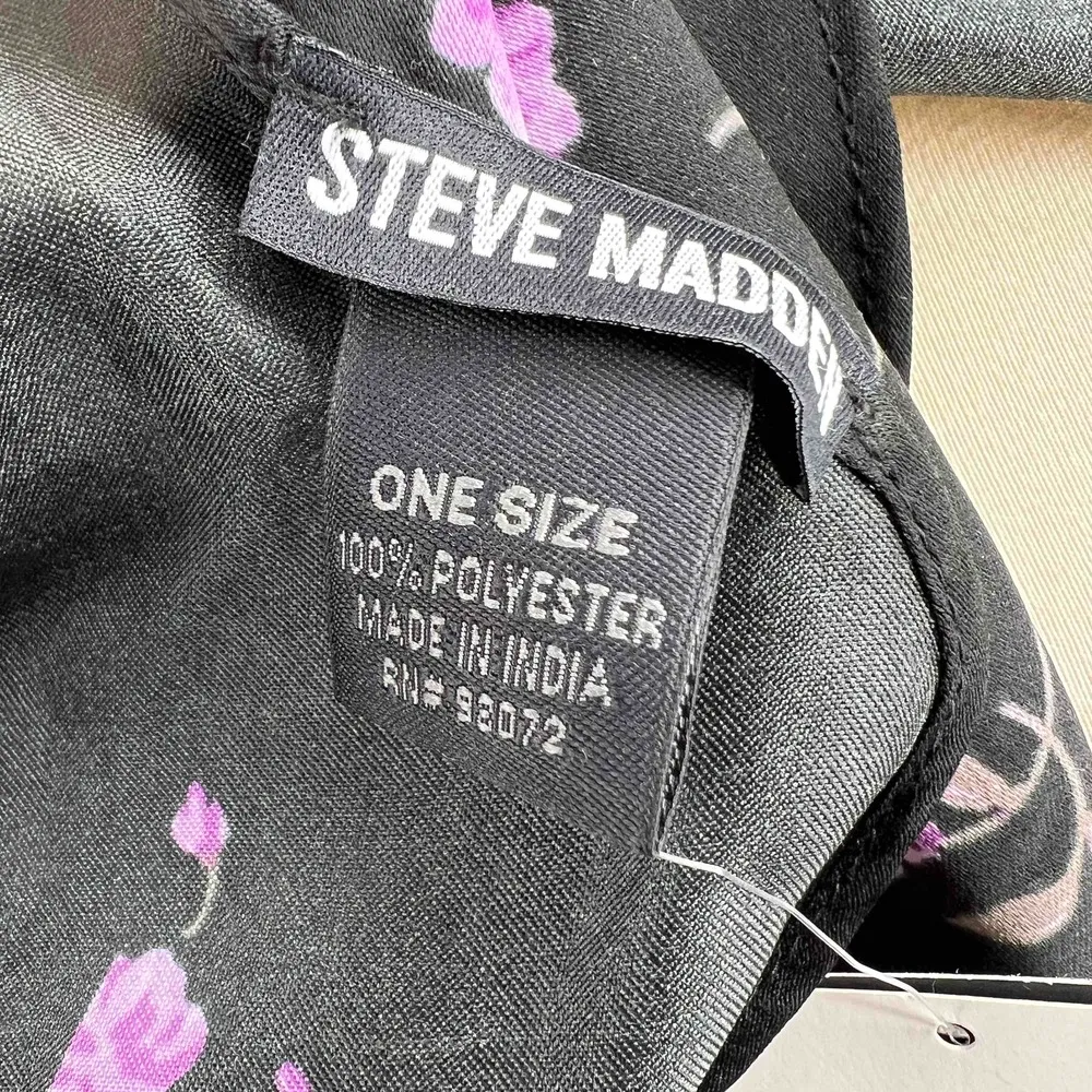 Steve Madden Scarf Black Purple Floral Kite Wrap Womens One Size New - Image 3