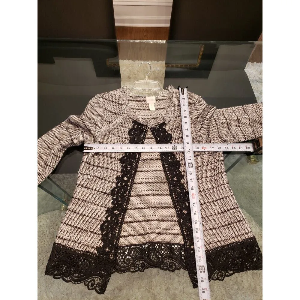 Chico's Women Gray Striped Cotton Long Sleeve Casual Pullover Jacket Size Medium - Image 13