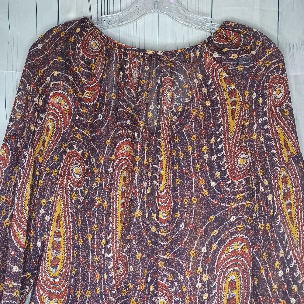 Lucky Brand Paisley Long Sleeve Sheer Women's Top - Image 10