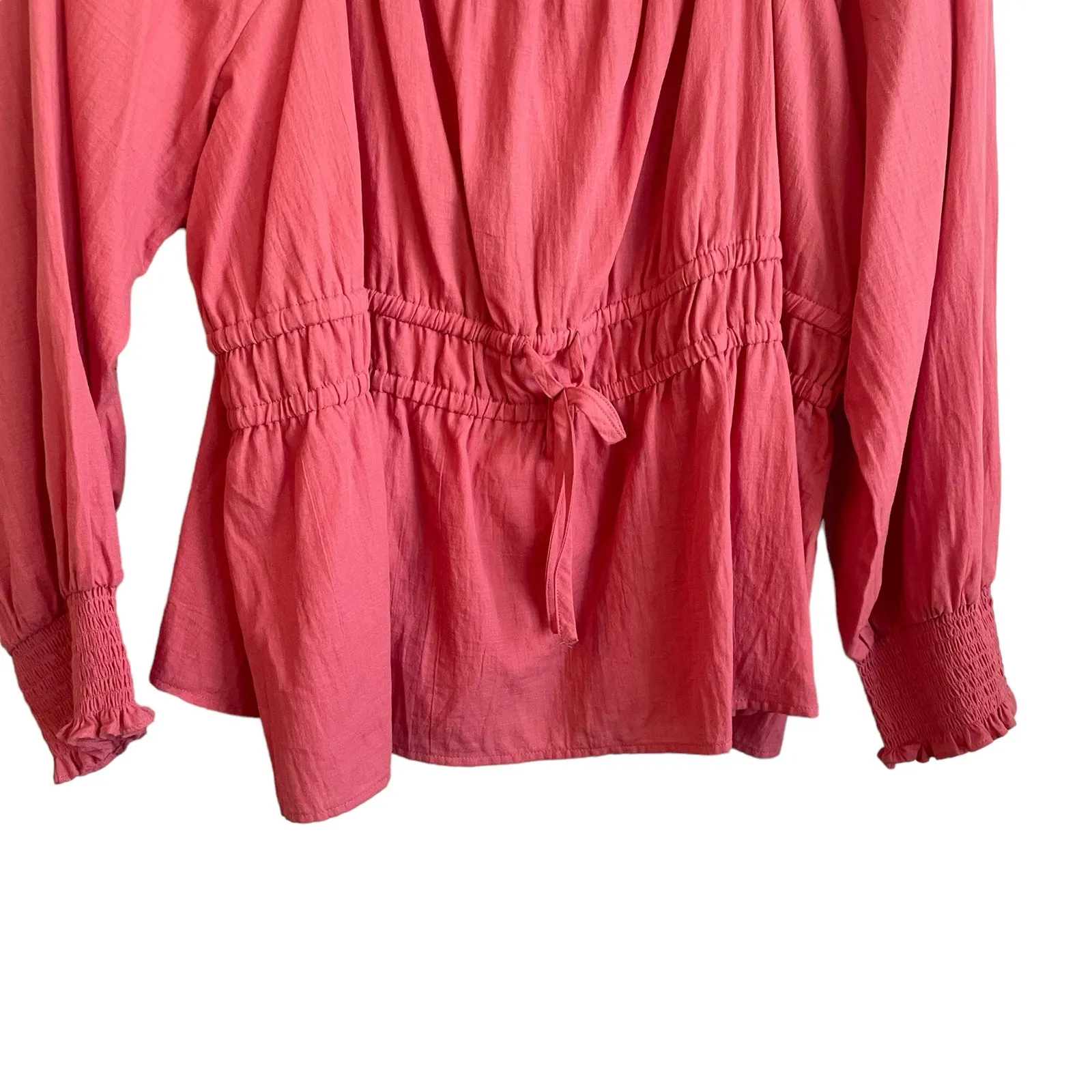 Ava & Viv‎ Women Top 2X Coral Smock Square Neck Back Tie Adjustable Peplum Waist - Image 7