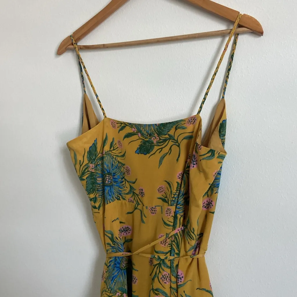 Madewell 100% Silk Wrap Dress (Sz S) Van Greek Gold Blue & Pink Vintage Floral - Image 10