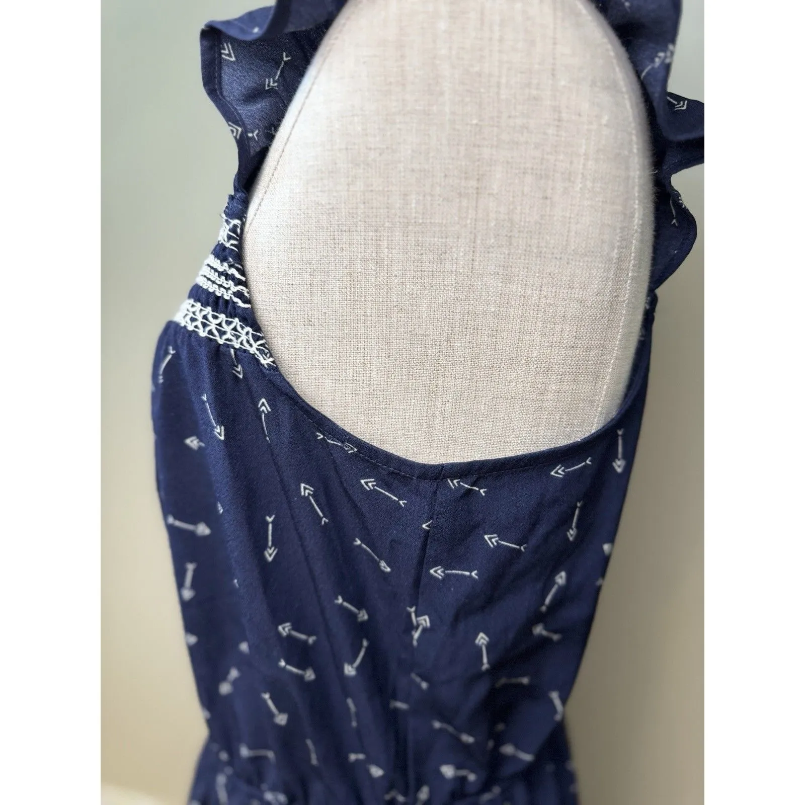 Xhilaration Flutter Sleeve Arrow Navy Knee-Length Lightweight Summer Dress Sz M - Image 7
