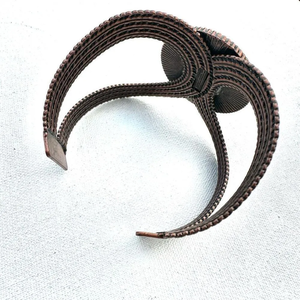 Turquoise blue and copper tone cuff bracelet - Image 9