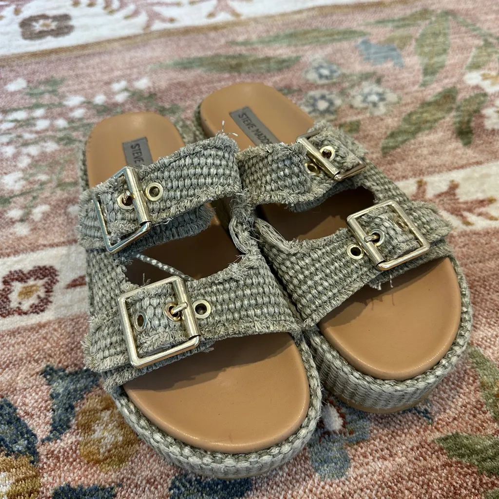 Steve Madden Women's Woven Tan Platform Sandals - Image 2