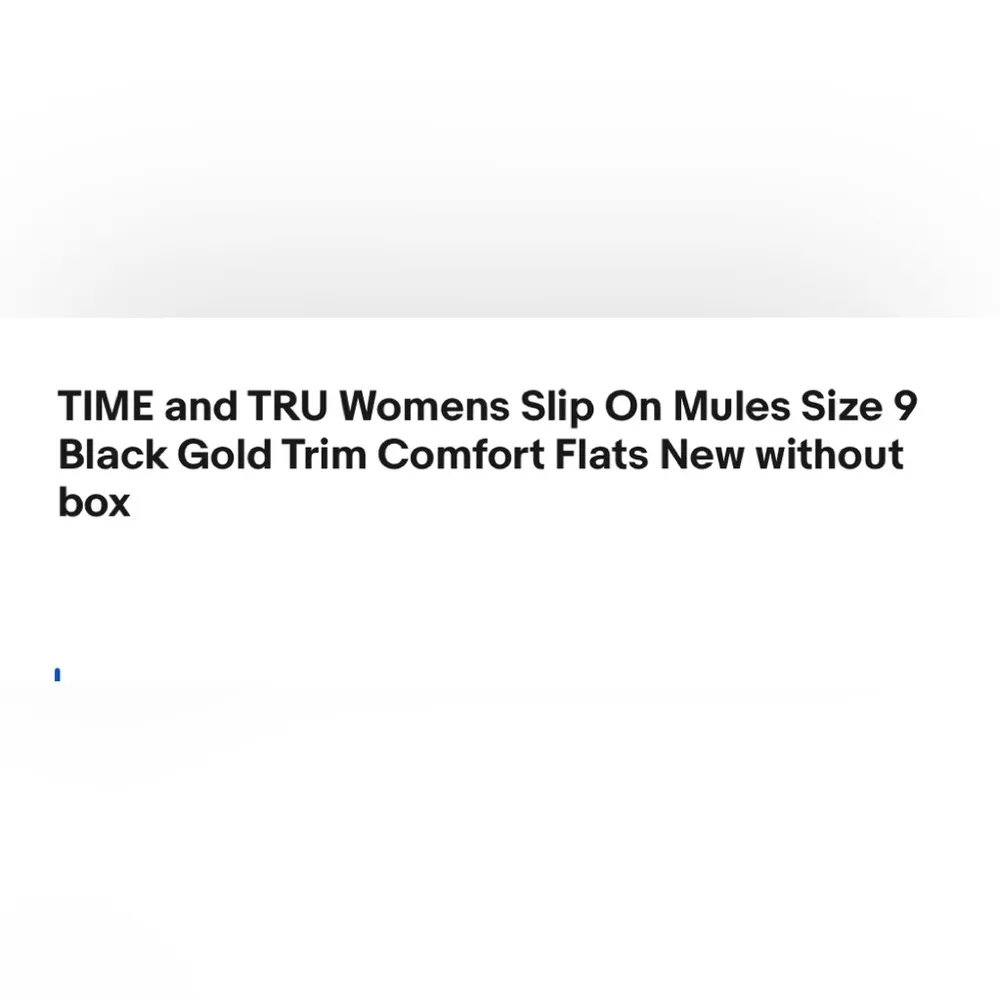 TIME and TRU Womens Slip On Mules Size 9 Black Gold Trim Comfort Flats New - Image 7