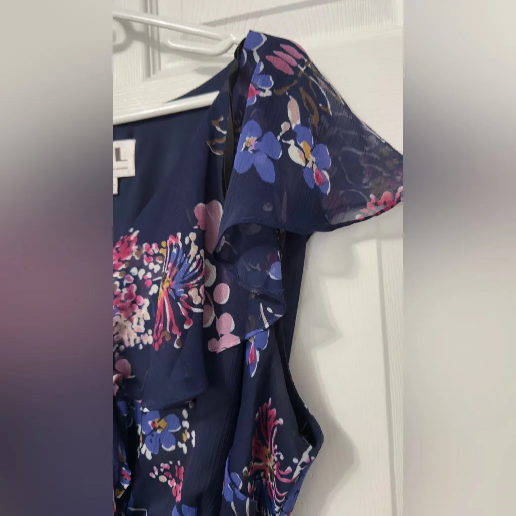 Karin Stevens Navy Floral Midi Dress - Image 5