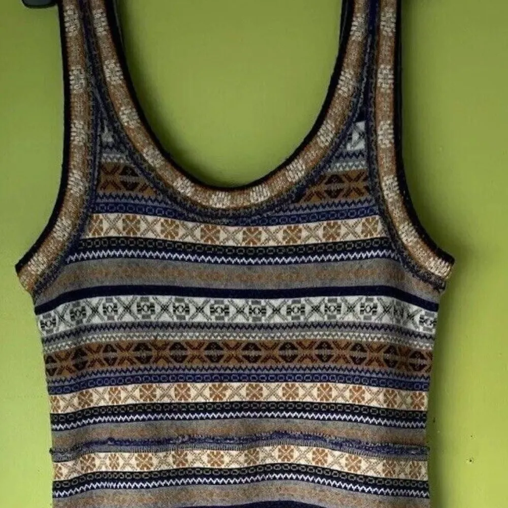 Free People Mini Sweater Dress Gray Fair Isle Nordic Tunic Wool Blend Sz Medium - Image 2