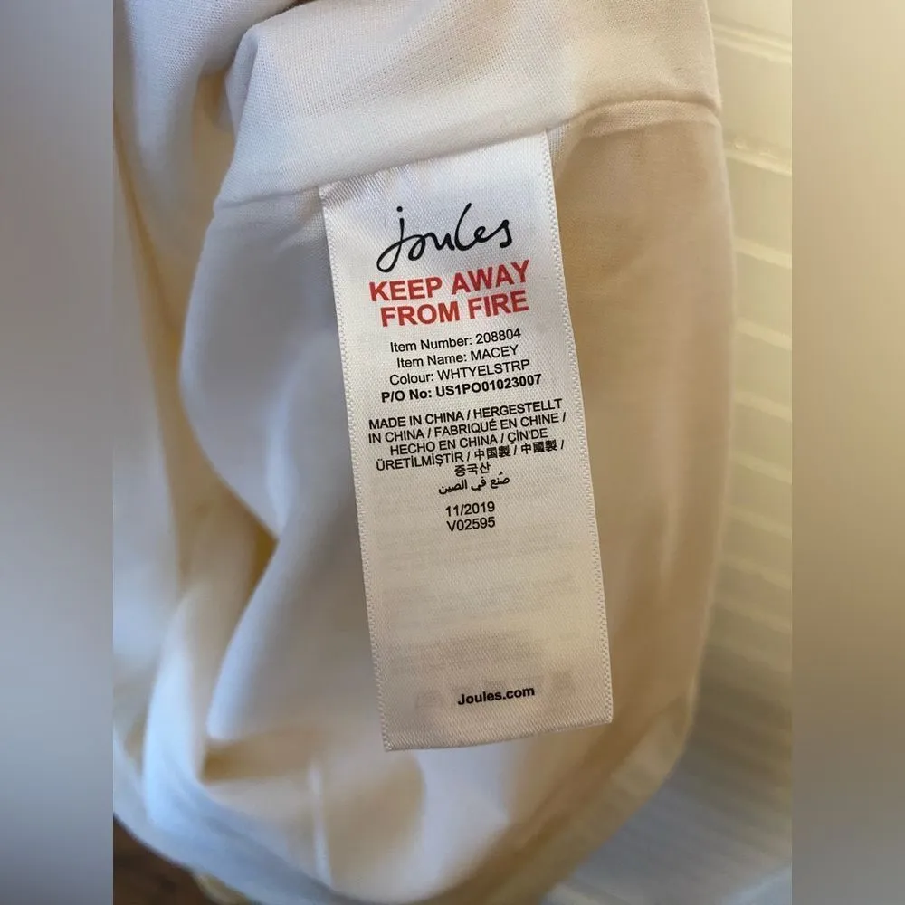 Joules Linen Cotton Blend Yellow Stripe Jumper Dress Size 14 - Image 8