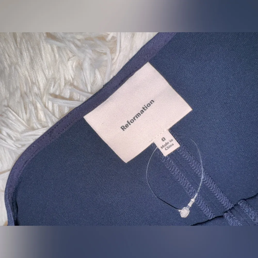 NWOT Reformation Cyra dropped waist pleated skirt dress midnight navy blue sz 0 - Image 8