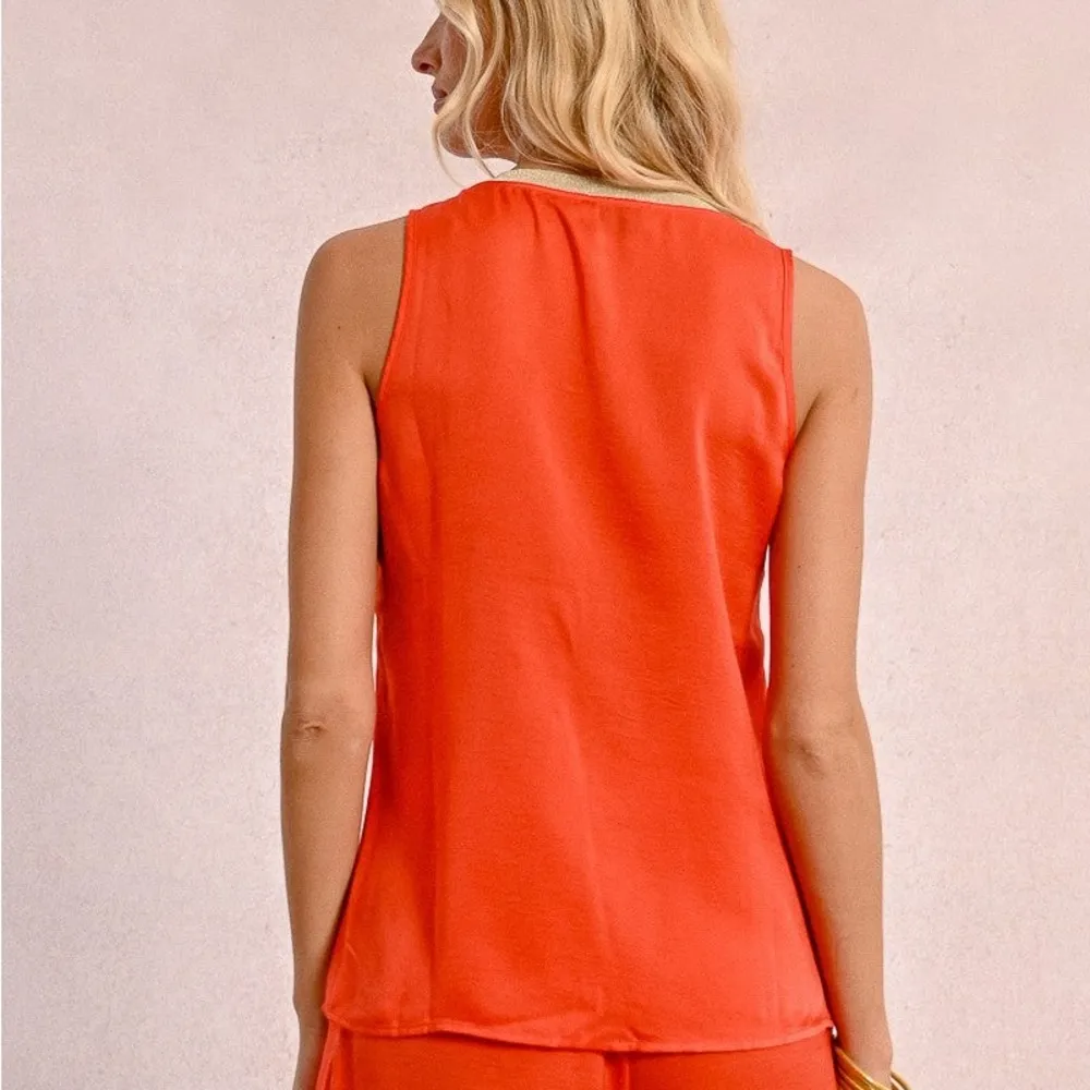 MOLLY BRACKEN V-NECK SATIN TANK TOP - Image 9