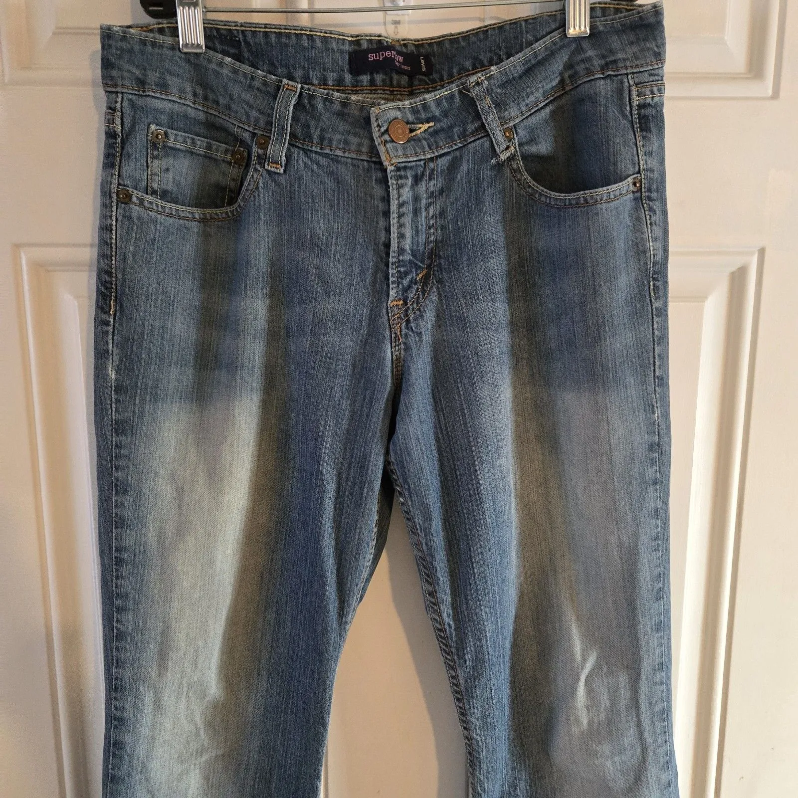 Levi’s Superlow 518 Flare Jeans Women’s Size 11M Y2K Low Rise Blue Denim 32x31 - Image 3