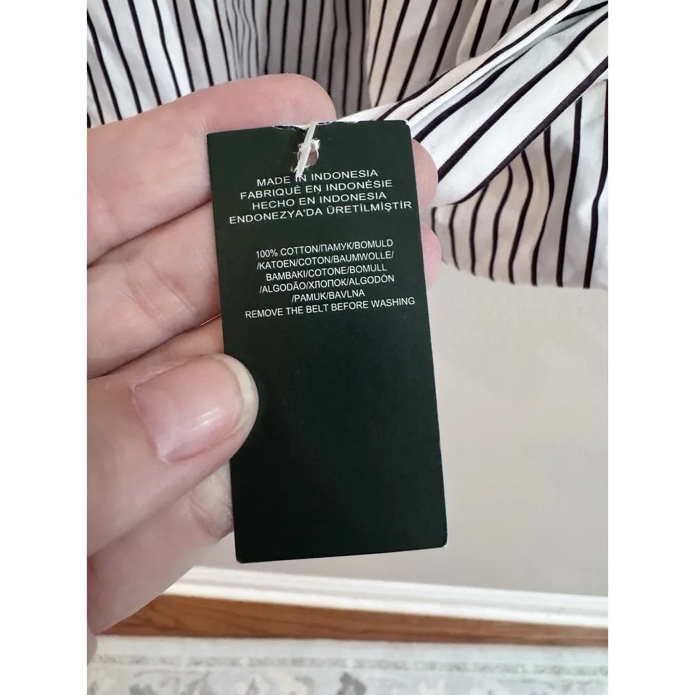 Lauren Ralph Lauren White Striped Top Tiered Puff Sleeve Small Whimsical NEW $80 - Image 3