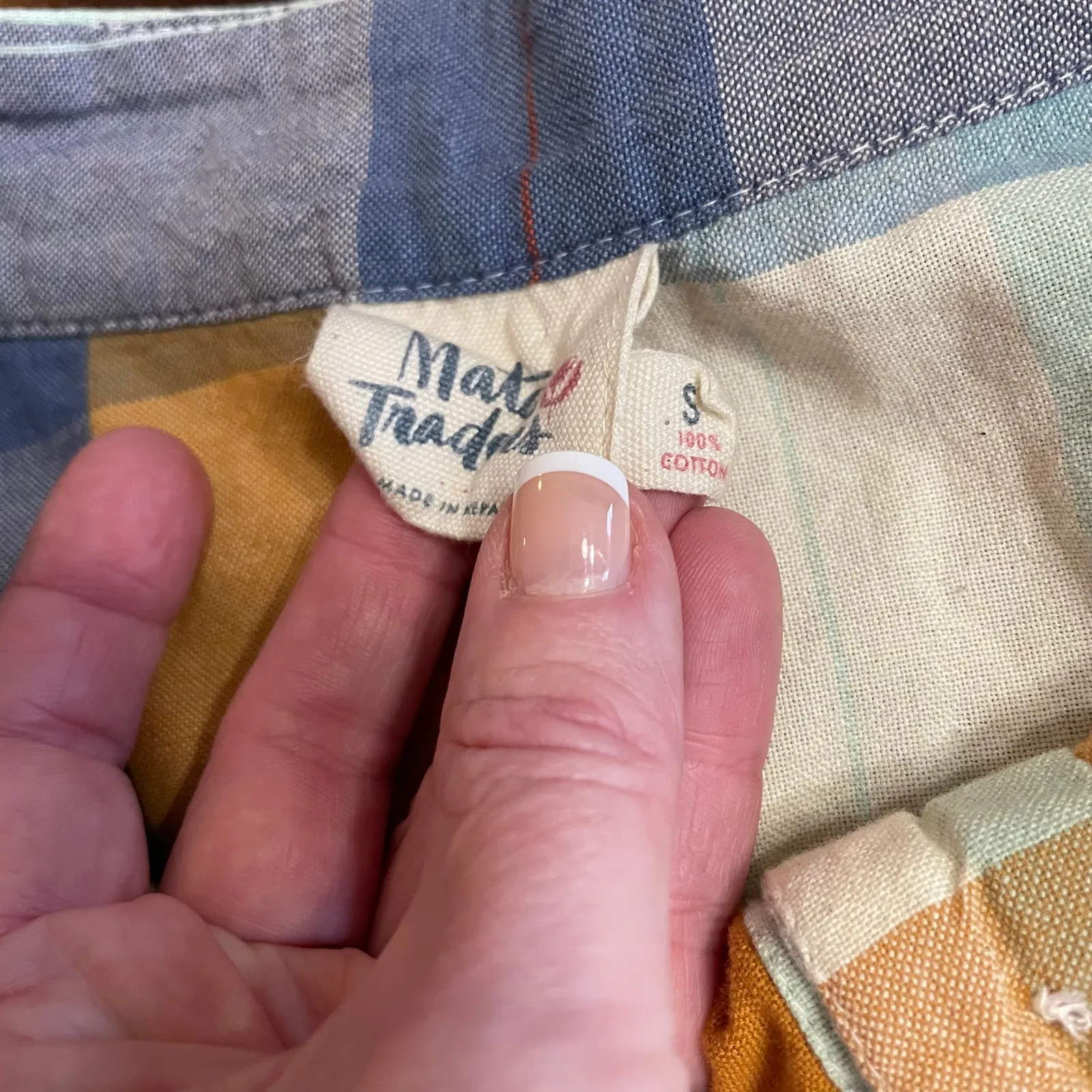 Meta Traders Skirt A Line Patchwork Full Botton Front Pockets 100 Cotton - Image 3