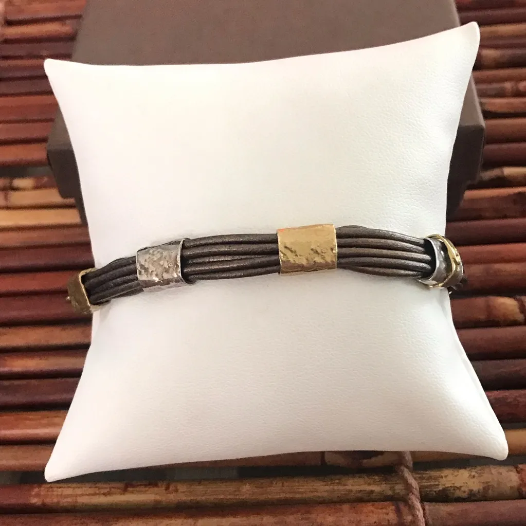 Silpada Sterling Silver Leather & Brass Bracelet - Image 4