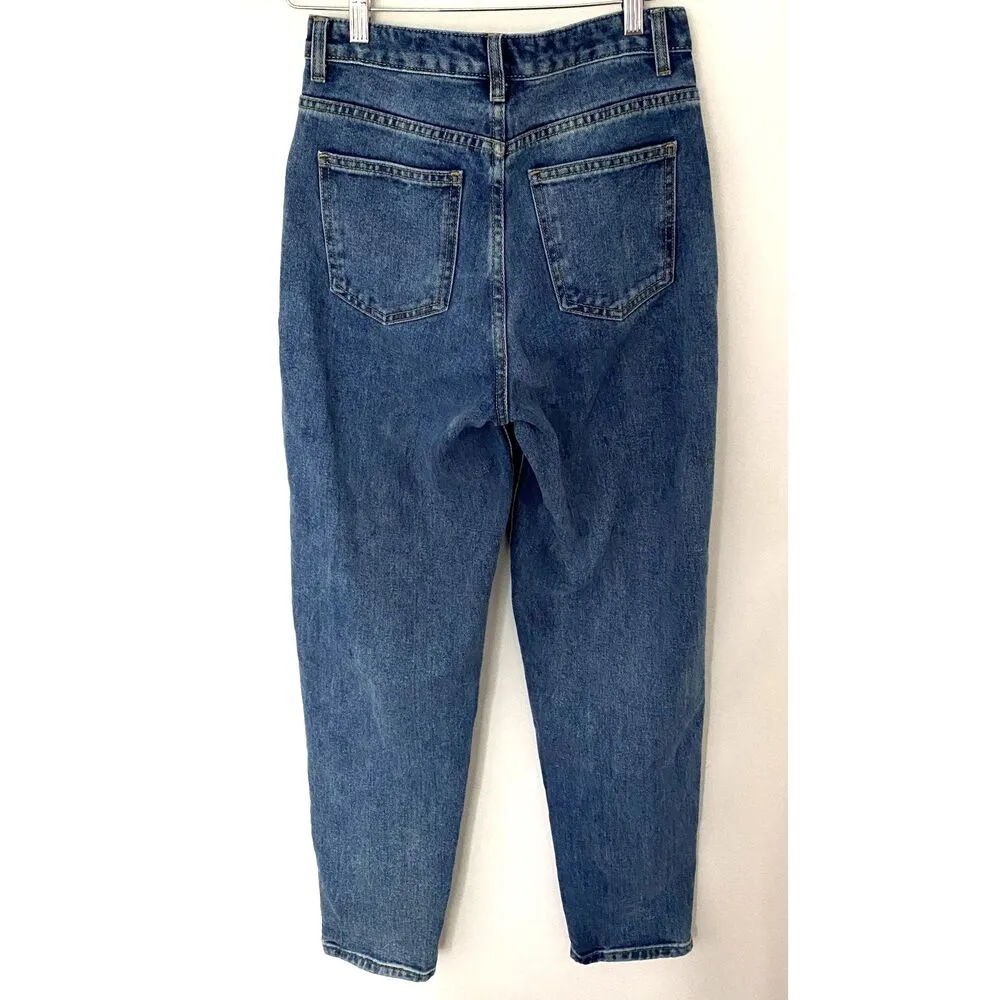 Pretty Little Things Mom Style Denim Tapered Legs High Waist Blue Jeans Sz 4 - Image 2