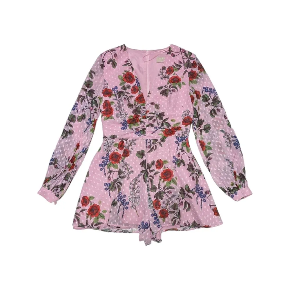 KEEPSAKE The Label Need You Now Romper Floral Pink Dainty Playsuit Long Sleeve - Image 2