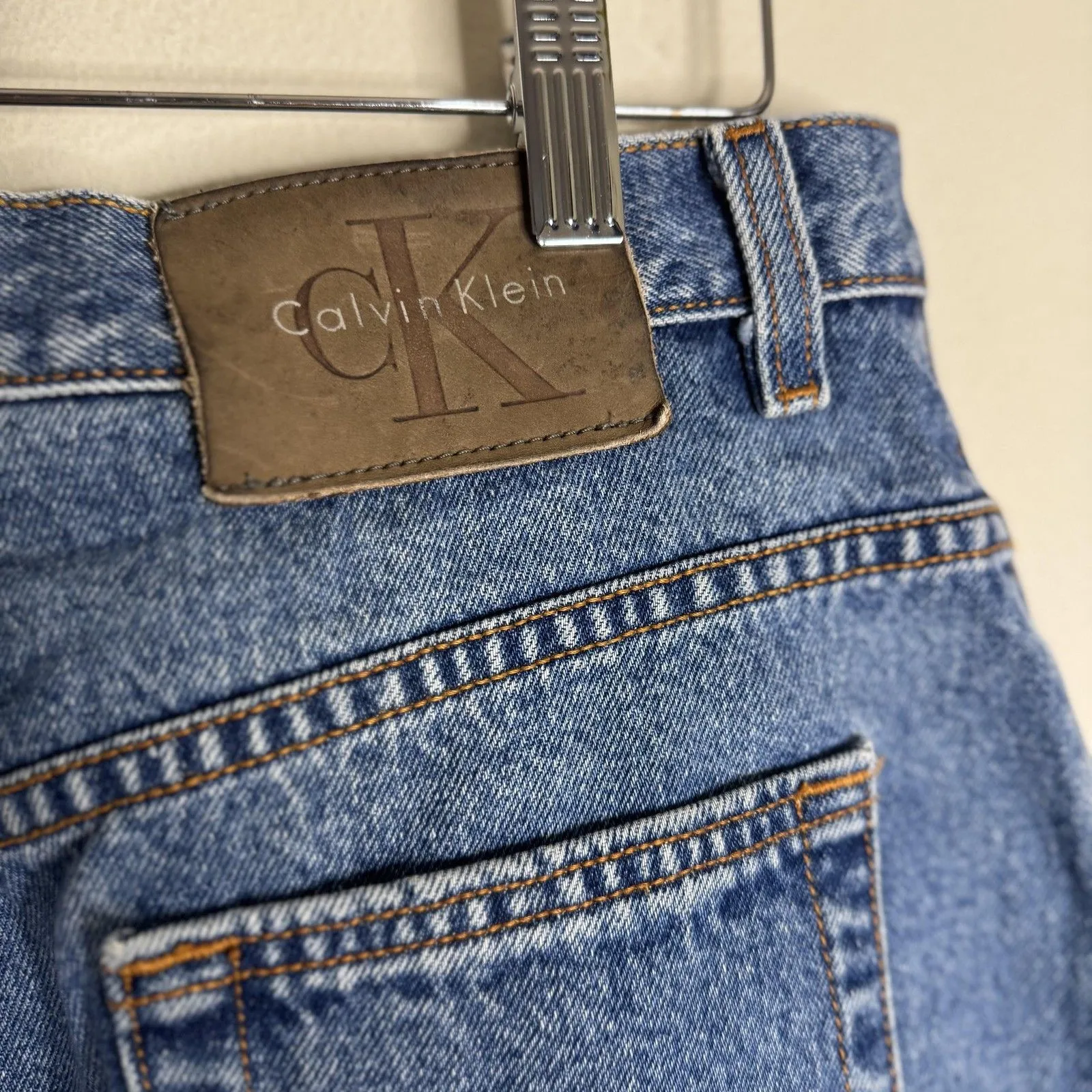 Calvin Klein Skirt Womens 11 Denim Button Front High Waist Mini y2k Style retro - Image 9