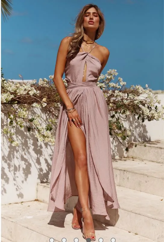 Mauve Halter Top With Two Slits - Image 6