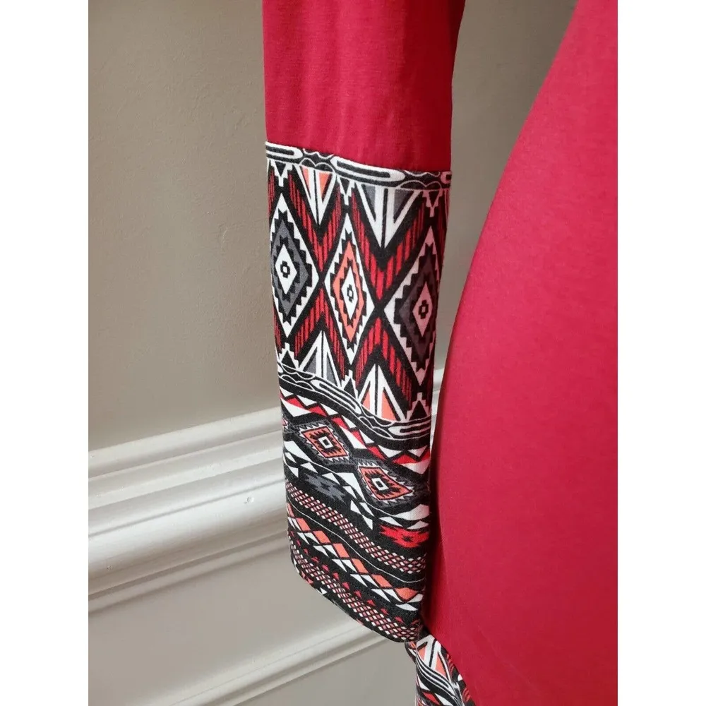 Gaharu Women's Red Polyester Cowl Neck Long Sleeve Knee Length Dress Size Medium - Image 5