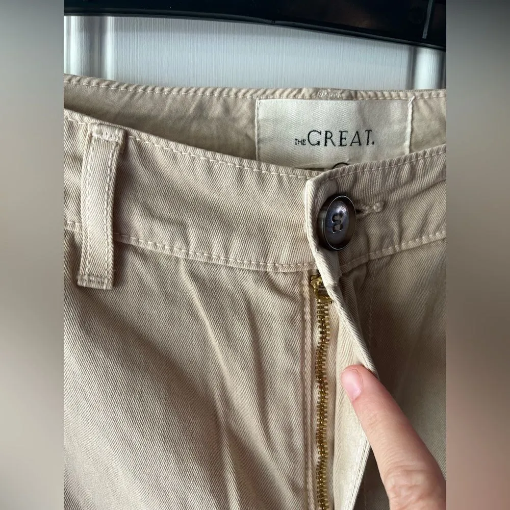 the GREAT high waisted 100% cotton cropped tan pants women’s new size 24 - Image 3
