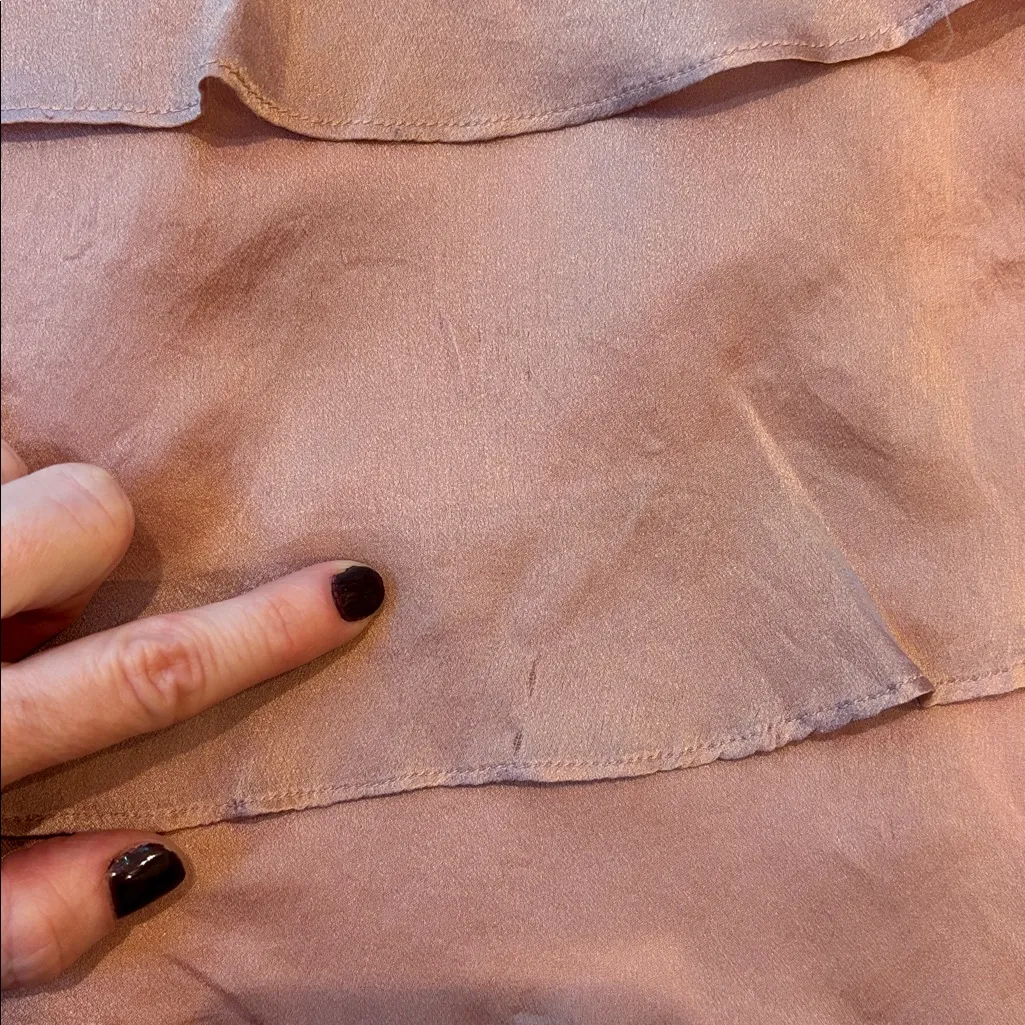 Rebecca Taylor Skirt 100% Silk Pink Ruffle Knee Length Size 6 - Image 3