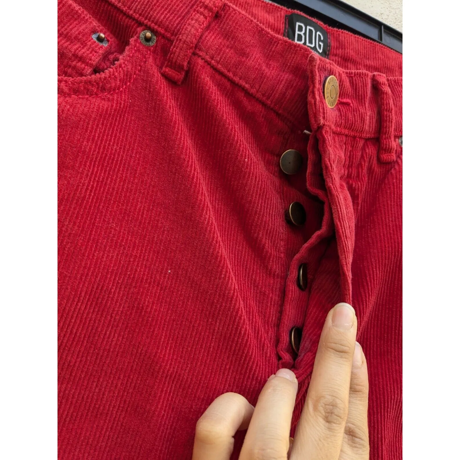 BDG Urban Outfitters Women's Corduroy Jeans Slim Straight Leg High Rise Red 29 - Image 3