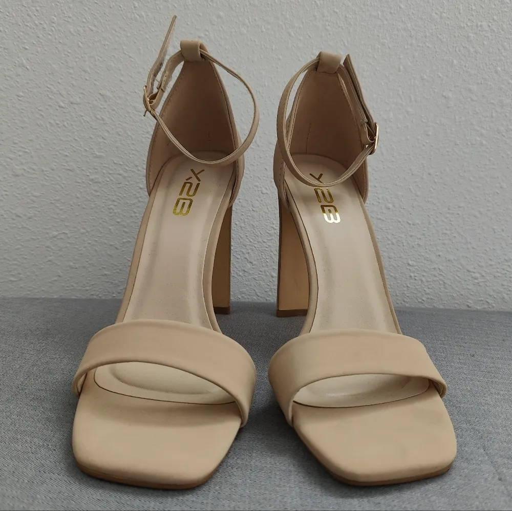 X2B Nude Ankle Strap Open Toe Chunky High Heel Sandals Size undefined - Image 3