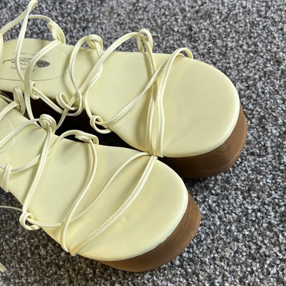 x Free People Platform Sandals Womens 8 Cream Lace Up Wedges - Image 7