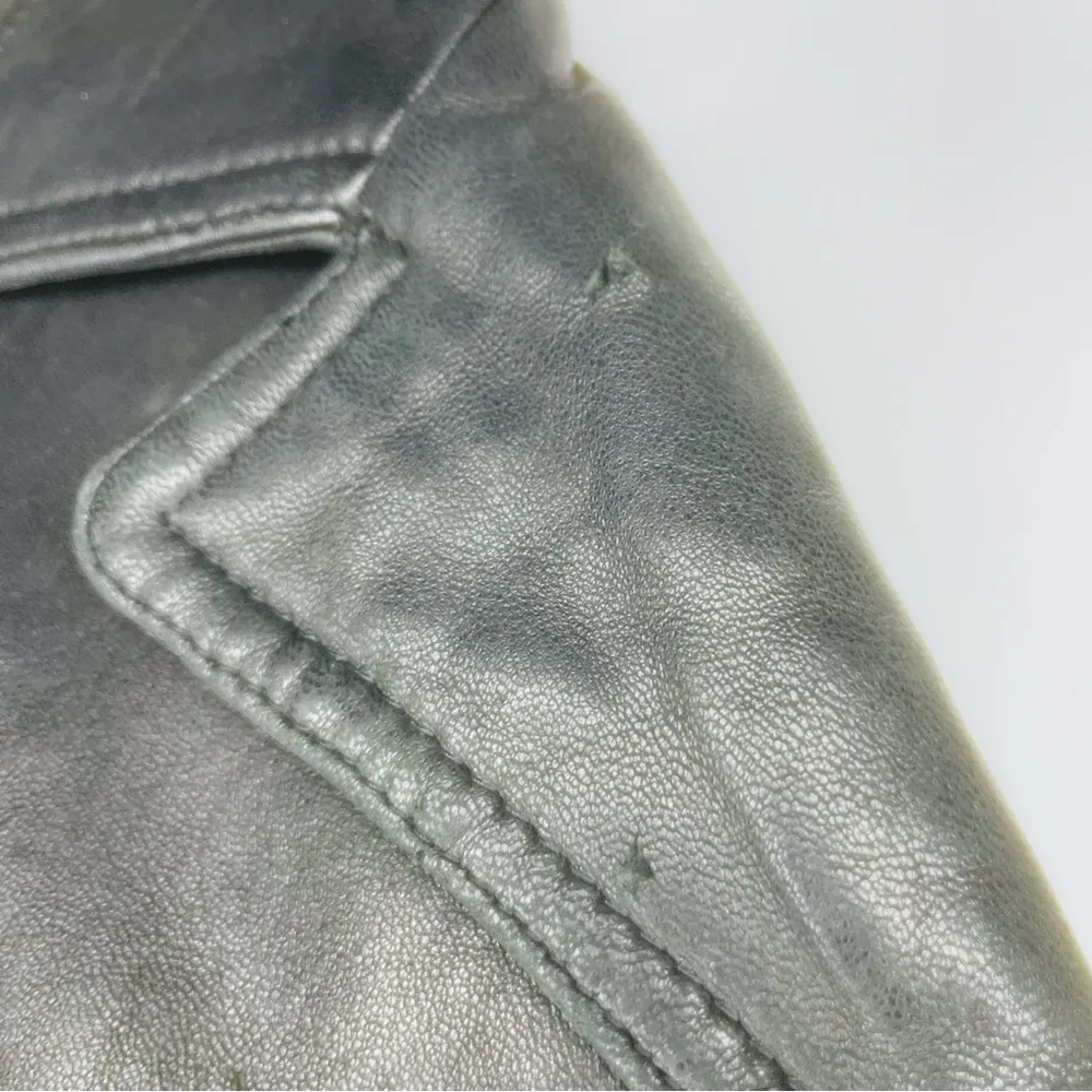 Black vintage guess leather belted jacket with pockets long sleeve winter coat L - Image 5