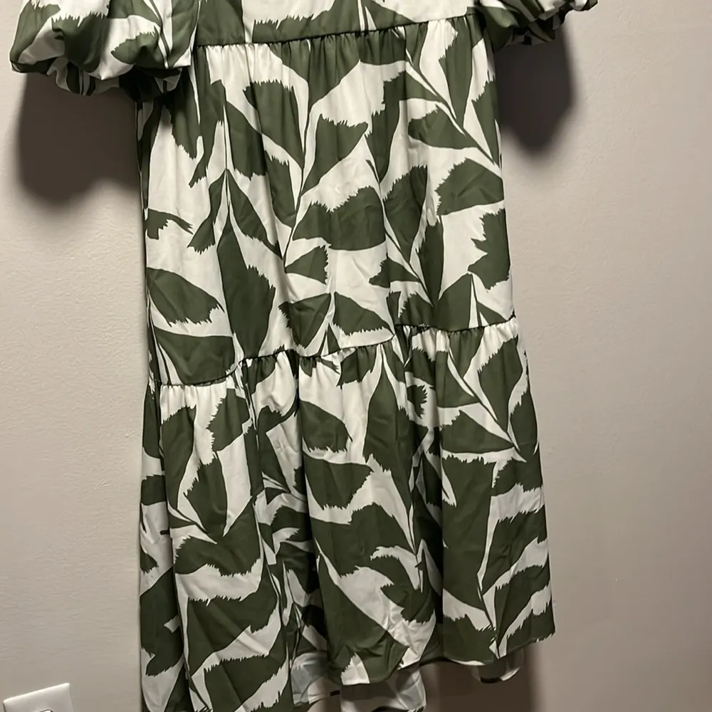 CROSBY BY MOLLIE BURCH Brawley Dress, Everglades Green/ White Leaf Print, Size S - Image 7