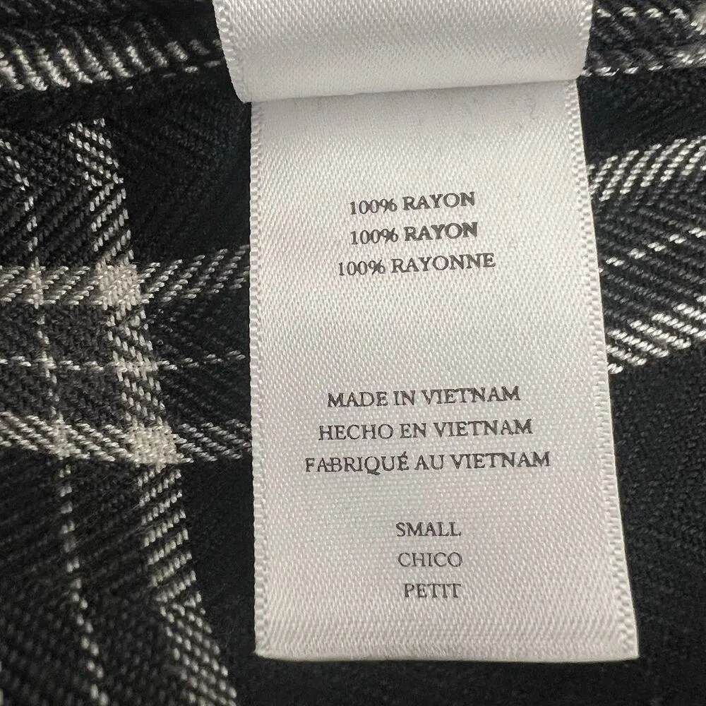 Rails Hunter Shirt Ash Cream Gray Plaid Long Sleeve Button Down Black Women’s S - Image 10