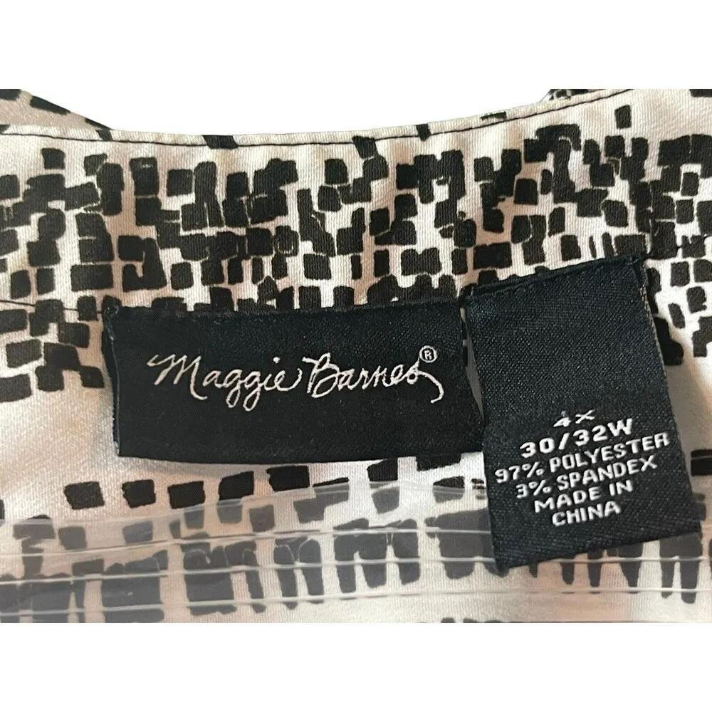 Maggie Barnes 4x Short Sleeve Button Up Brown & White Horizontal Patterned Top - Image 6