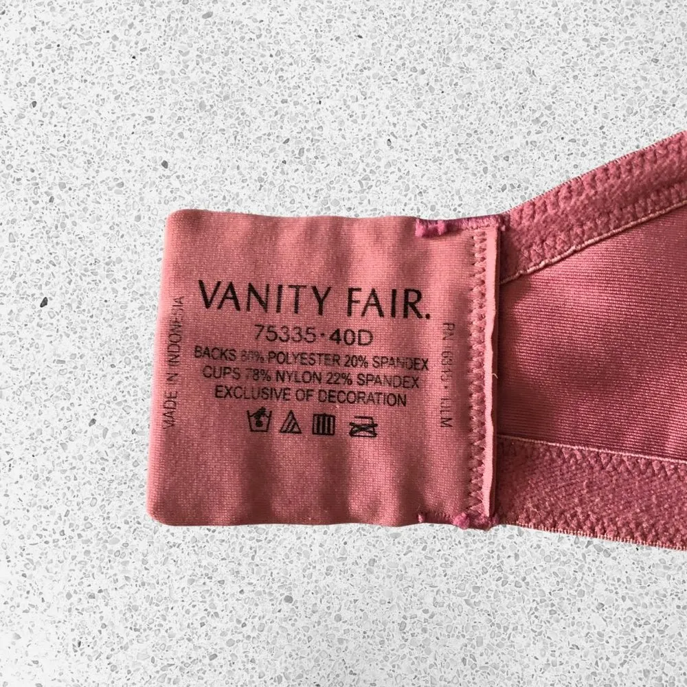 Vanity Fair Pink Body Caress Full Coverage Contour Underwire 40D Bra - Image 7