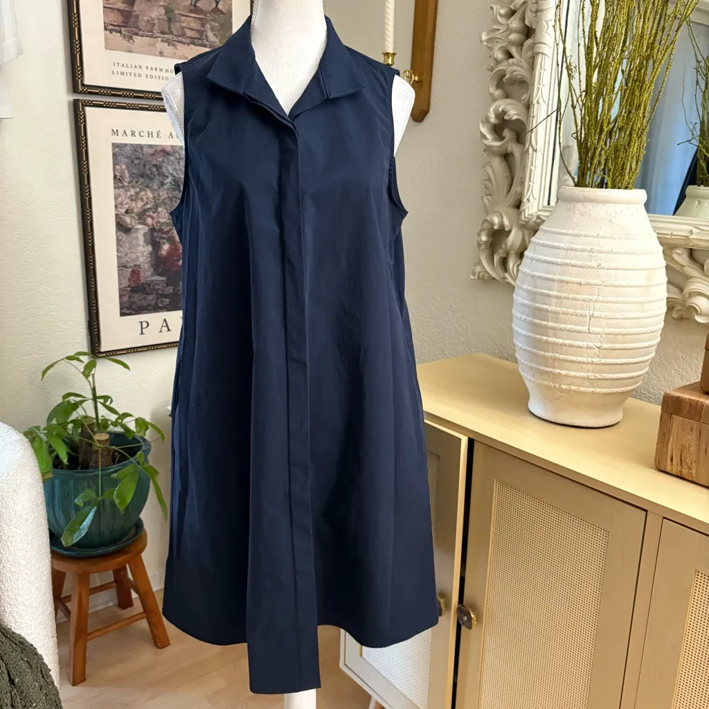 TUCKERNUCK Navy‎ Sleeveless Charlie Dress Button Front Size Large - Image 5