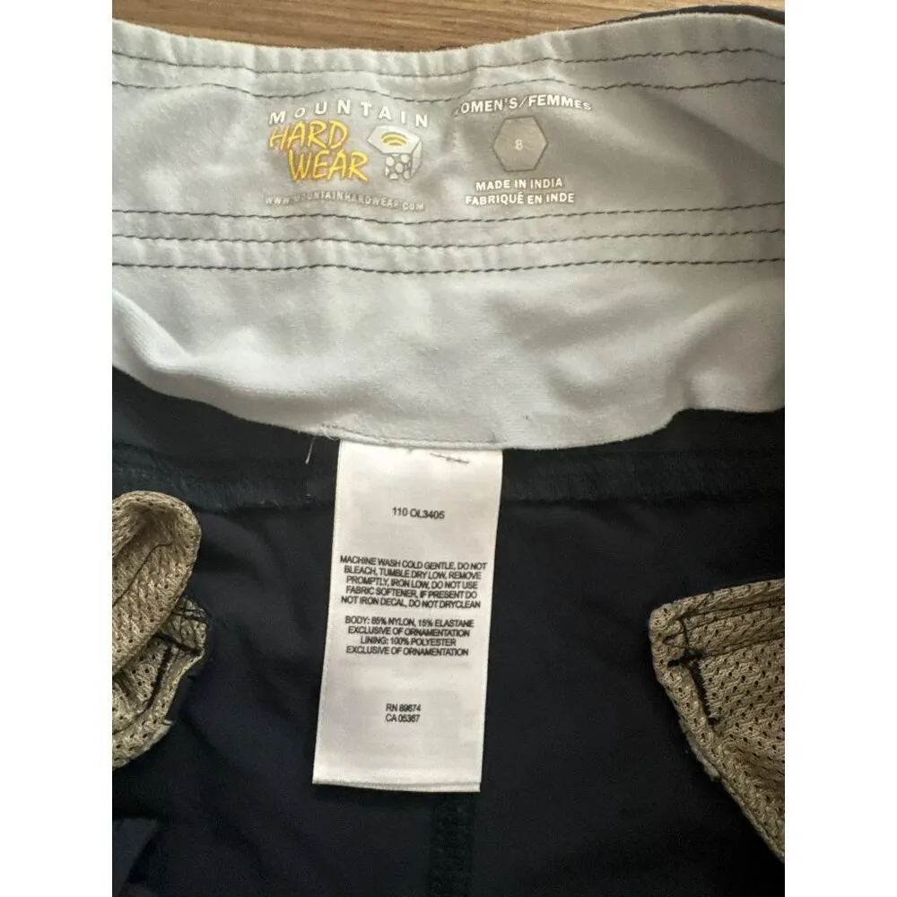 Womens Black Nylon Hiking Pants Size 8 Cropped Capri - Image 2