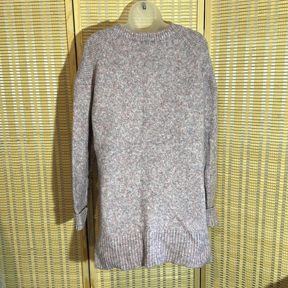 Falls Creek Long Heather Purple Gray Vneck Medium Knit Fuzzy Sweater Small - Image 12