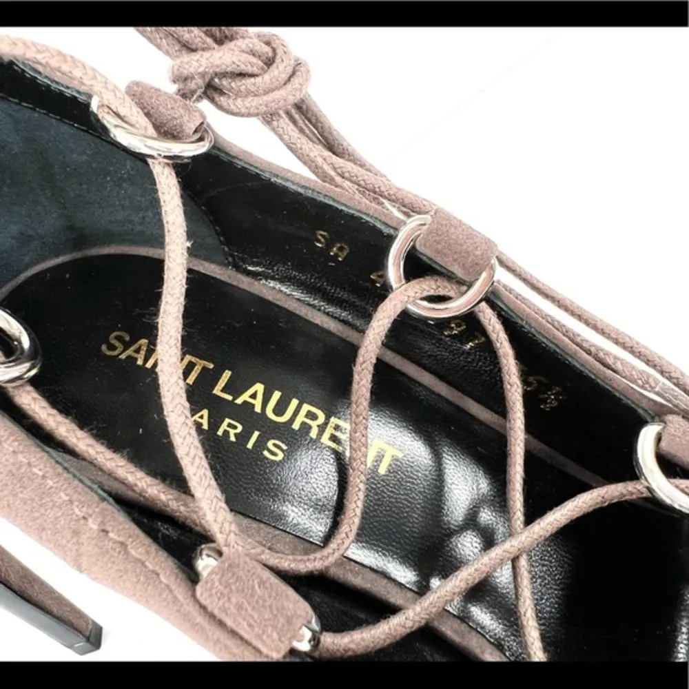 Saint Laurent Paris Skinny Thorn Lace-up Suede Wraparound Pumps Size EU 35.5 - Image 6