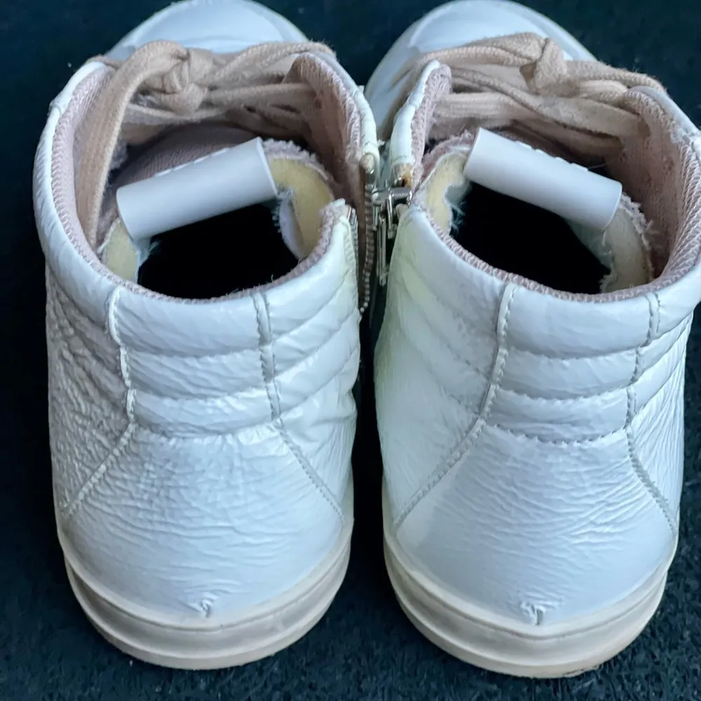 P448 high top white patent leather sneakers size (38) US SIZE 7.5 - 8 womens - Image 6