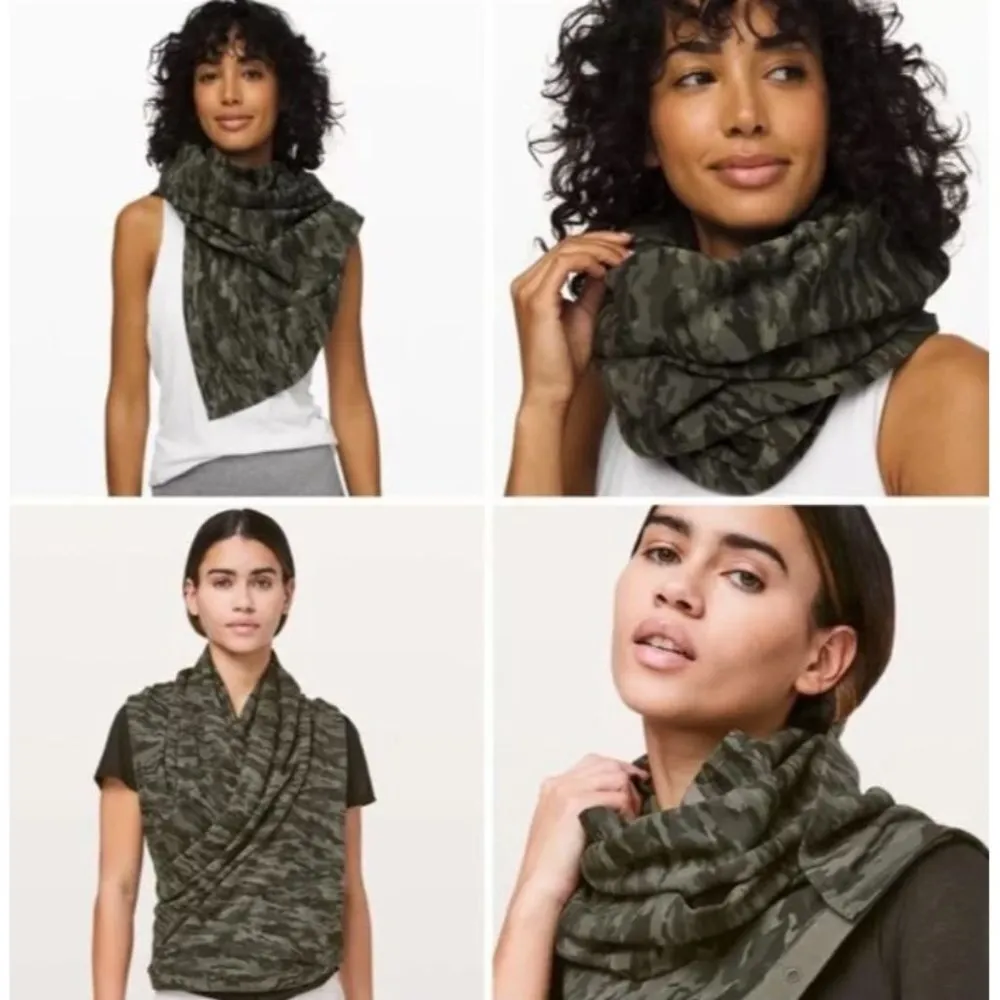 Lululemon Vinyasa Evergreen Camo Print Cotton Convertible Scarf Wrap Camoflage - Image 3