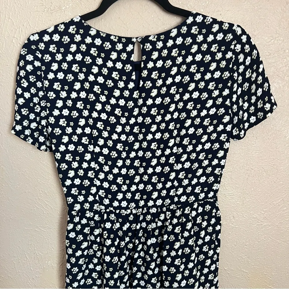 J. Crew Blurred Floral Tiered Mink Dress 00 Blue - Image 5