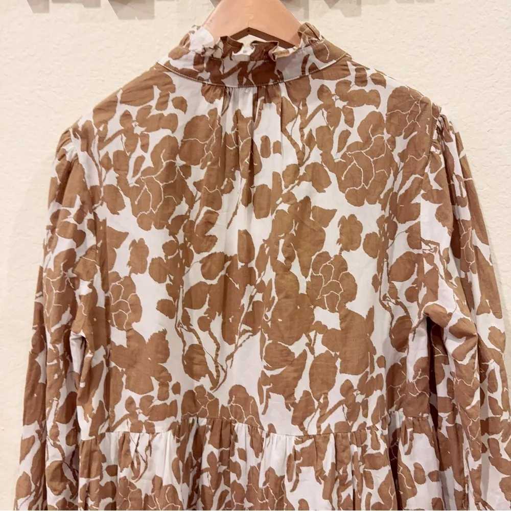 En Saison Floral Print Babydoll Dress in Khaki Size Small NWT Brown - Image 6
