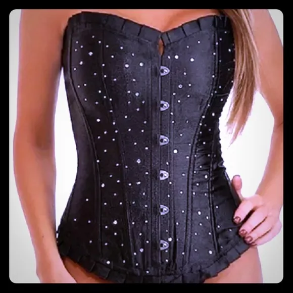 Corset Black Sparkles New Sexy Festival Cosplay Size 2X - Image 2