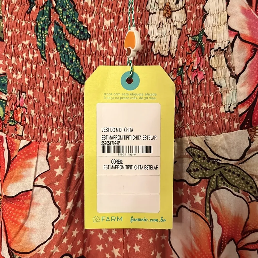 NEW Rare  Brazil Floral & Polka Dotted Rose Multicolor Midi Dress - Image 8