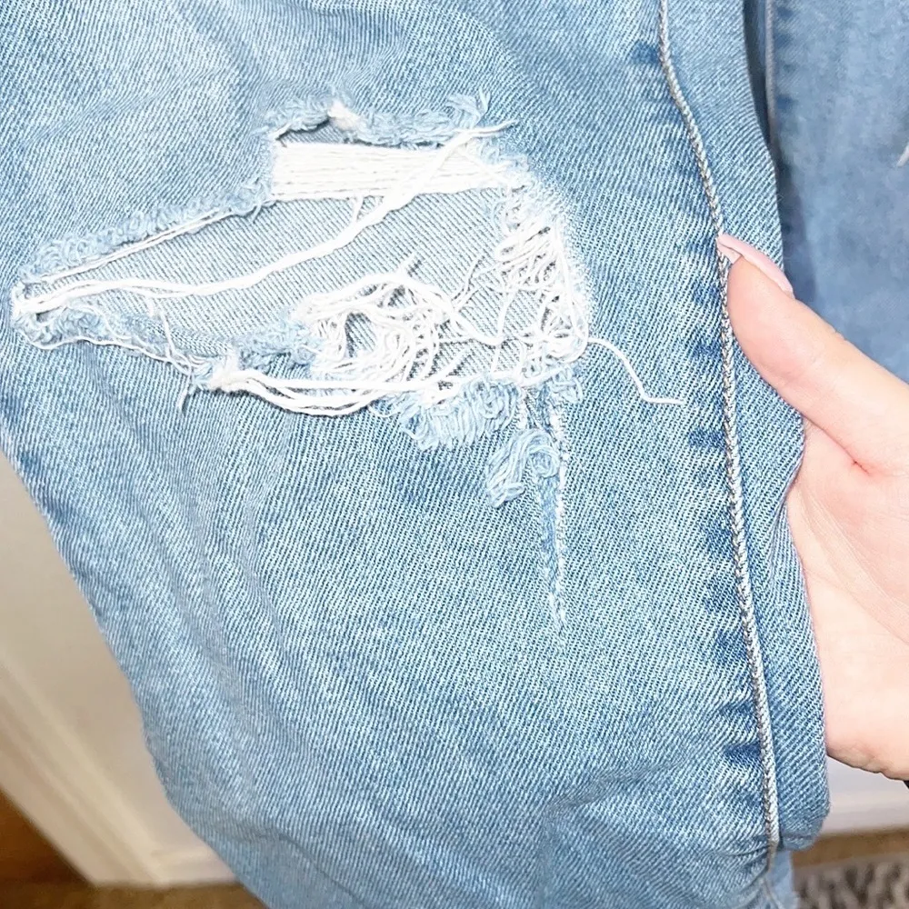 Wild Fable High Rise Kick Flare Distressed Raw Hem Jeans - Image 4