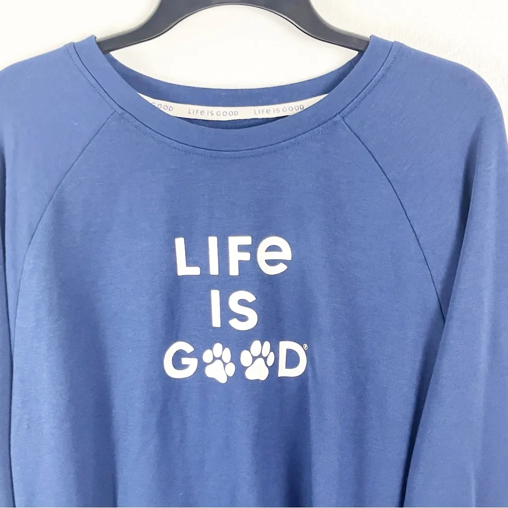 LIFE IS GOOD Blue Long Sleeves Dog Paw Print Sleep Sweatshirt, Size XL - Image 8