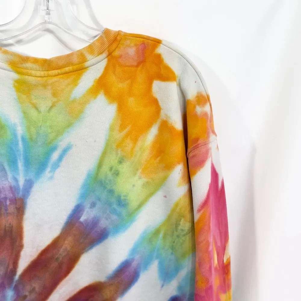 Fila XL Tie Dye Sweatshirt Handmade Pullover Crew Neck Colorful Graphic Logo 117 - Image 9