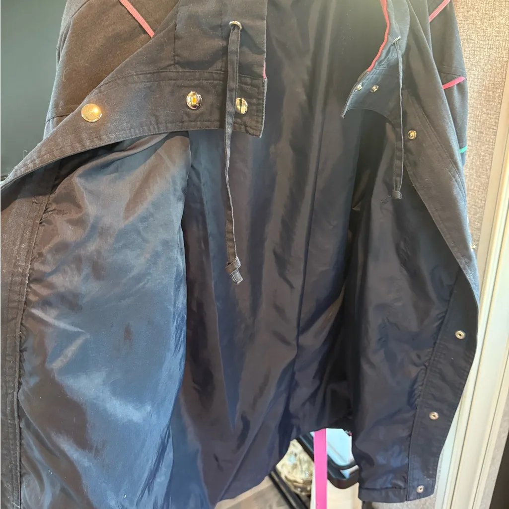 Vintage Blair Navy Jacket with Pink and Green Details size Small can fit Medium - Image 7